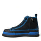 Black Blue Canvas Cotton High Top Sneakers Shoes