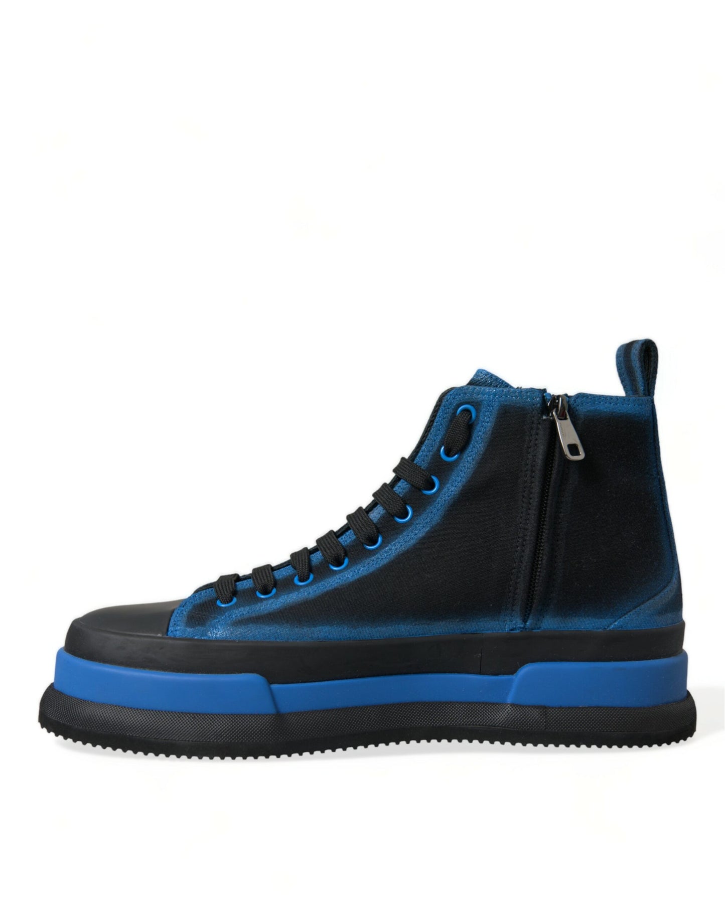 Black Blue Canvas Cotton High Top Sneakers Shoes