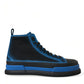 Black Blue Canvas Cotton High Top Sneakers Shoes