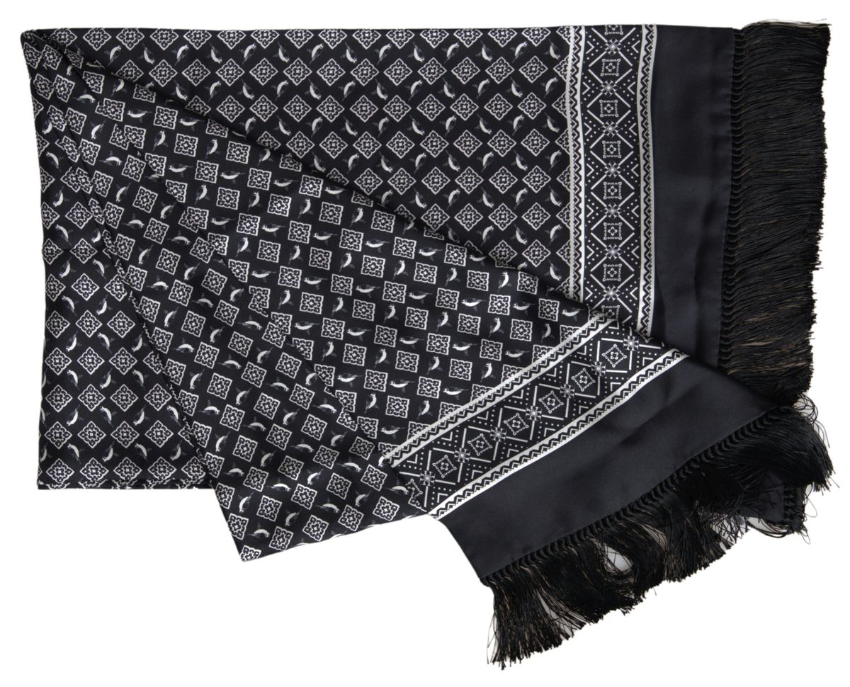 Elegant Black Silk Men's Neck Scarf