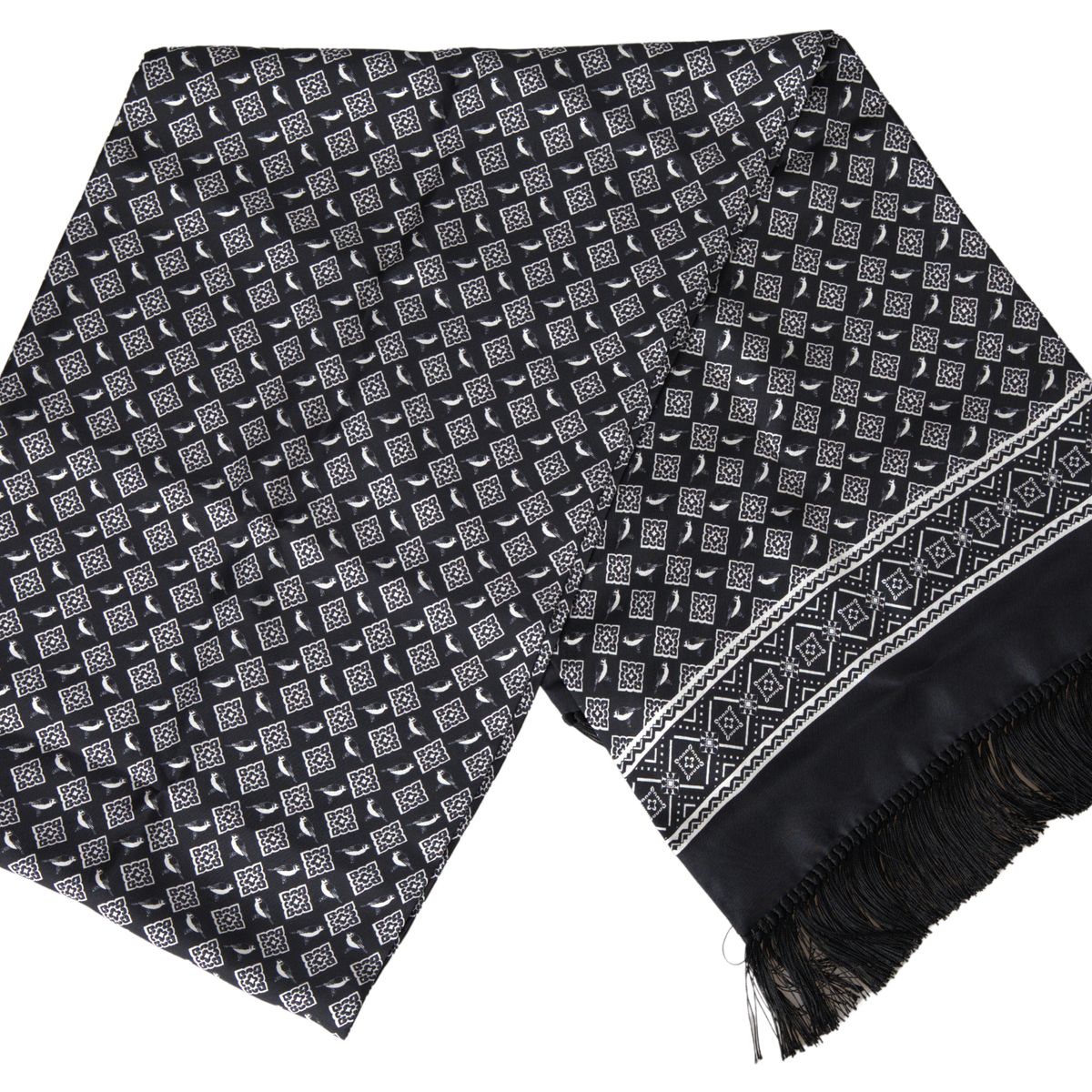 Elegant Black Silk Men's Neck Scarf