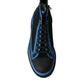 Black Blue Canvas Cotton High Top Sneakers Shoes
