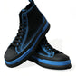 Black Blue Canvas Cotton High Top Sneakers Shoes
