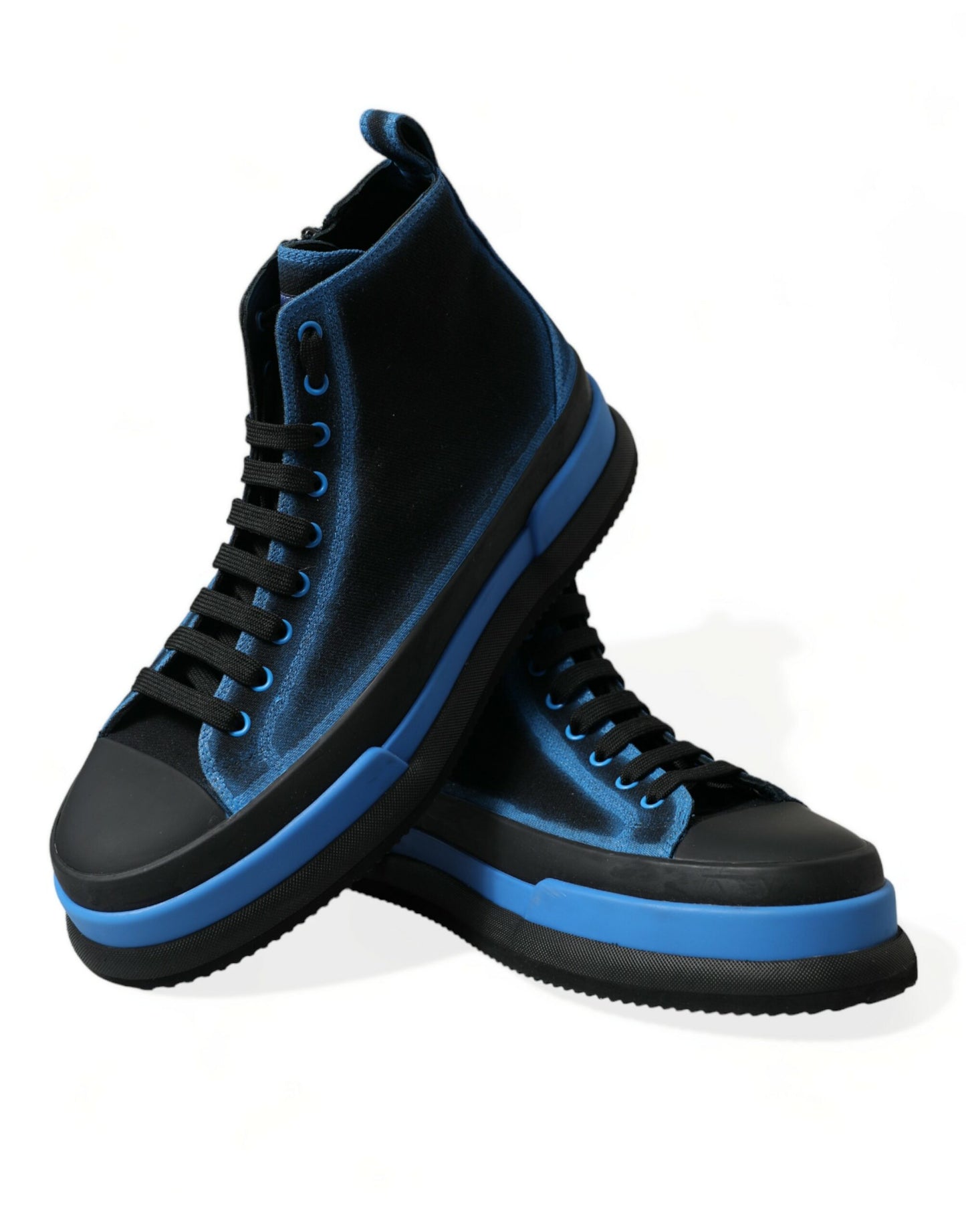 Black Blue Canvas Cotton High Top Sneakers Shoes