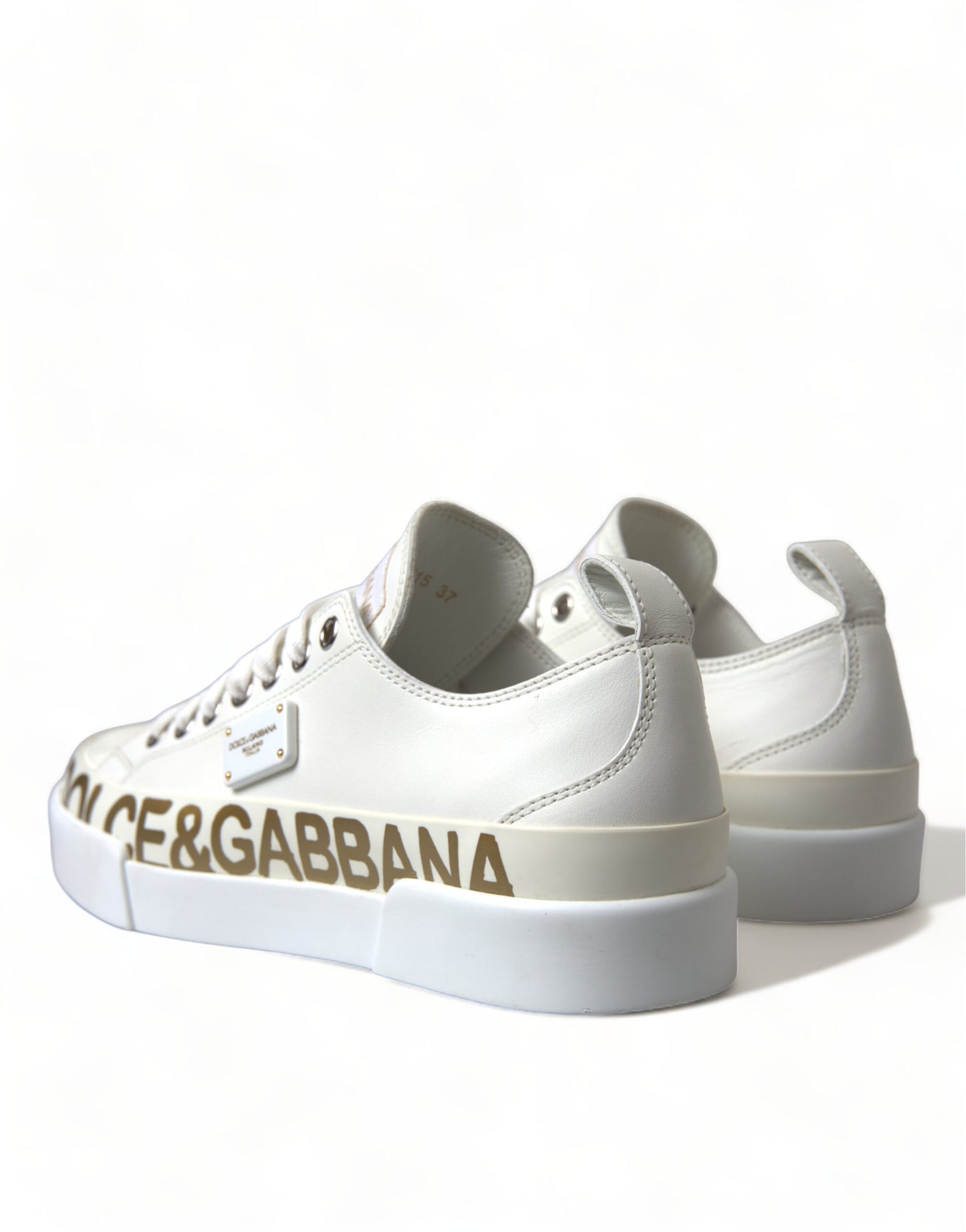 Elegant White Leather Portofino Sneakers