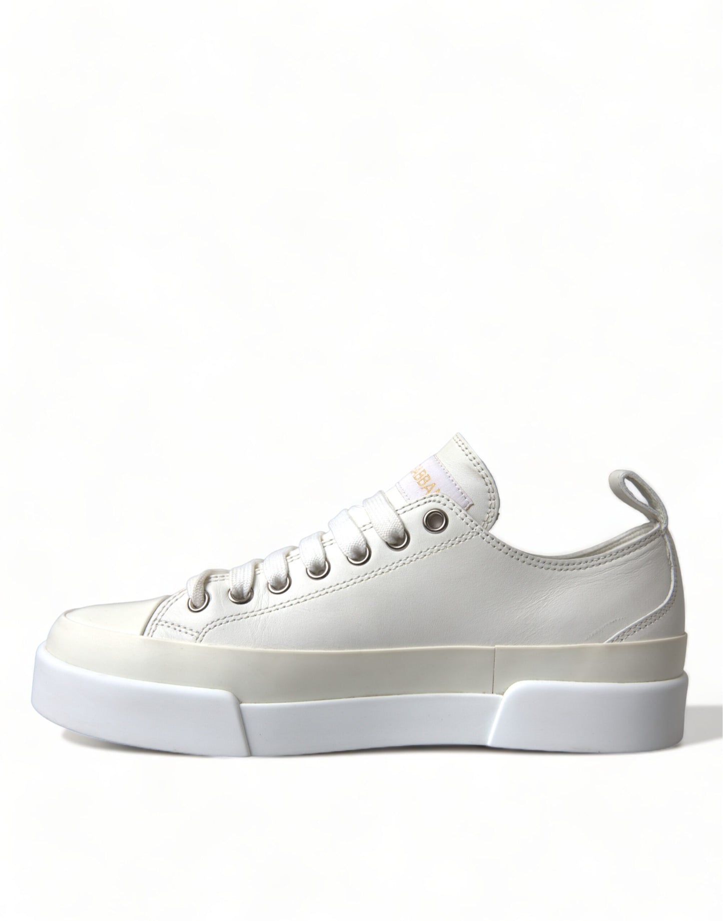 Elegant White Leather Portofino Sneakers