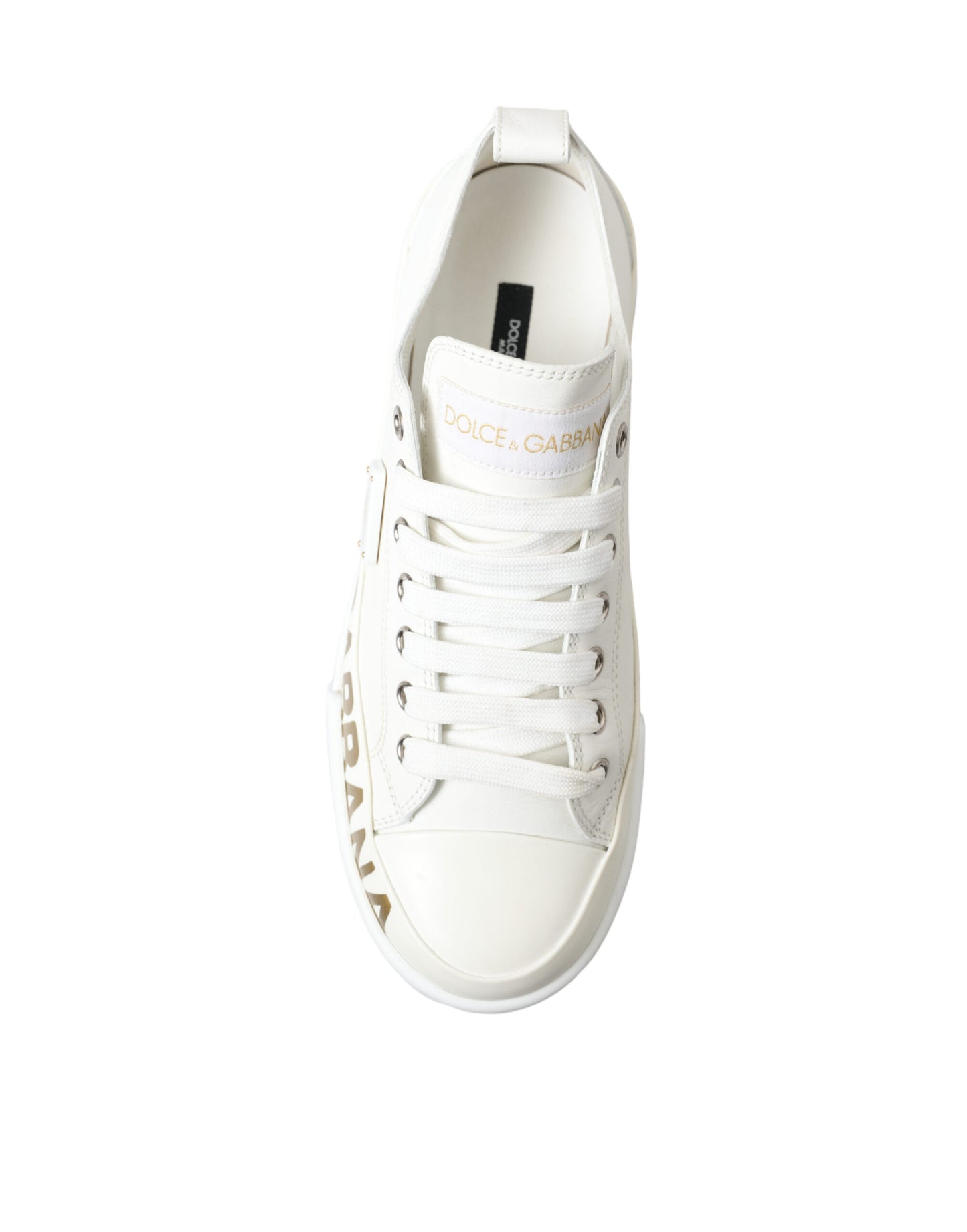 Elegant White Leather Portofino Sneakers