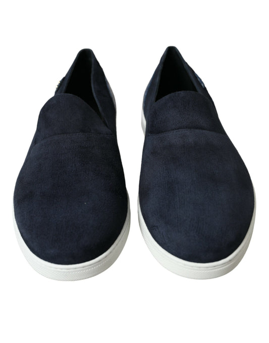 Blue Suede Caiman Men Loafers Slippers Shoes