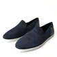 Blue Suede Caiman Men Loafers Slippers Shoes