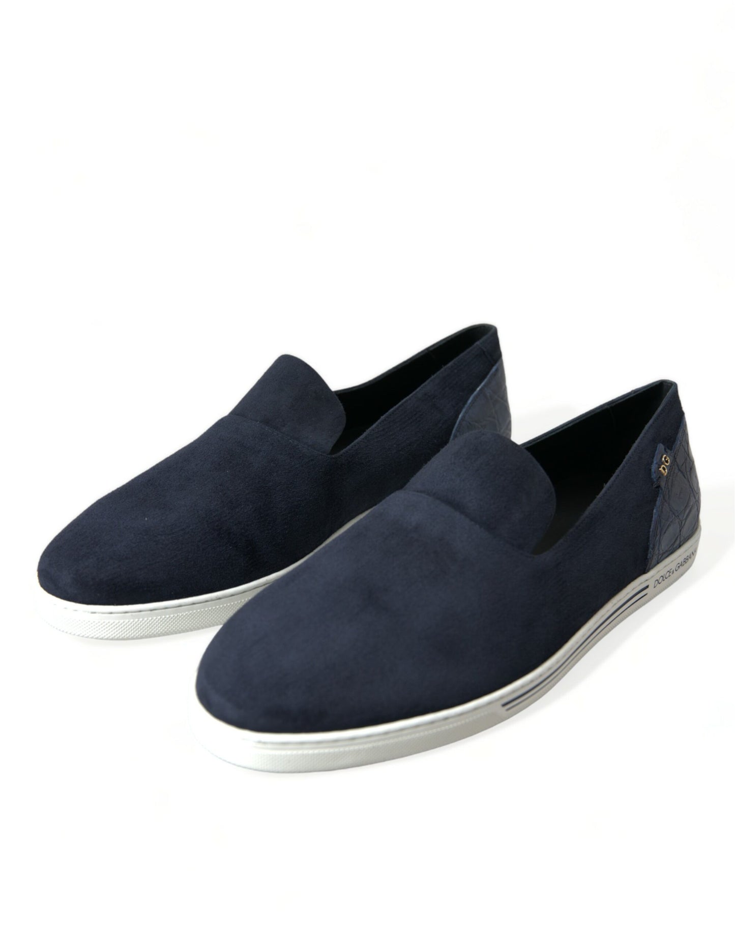 Blue Suede Caiman Men Loafers Slippers Shoes