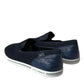 Blue Suede Caiman Men Loafers Slippers Shoes