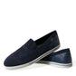 Blue Suede Caiman Men Loafers Slippers Shoes