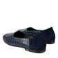 Blue Crocodile Leather Loafers Slip On Shoes