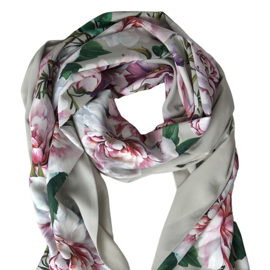 Elegant Silver Silk Blend Scarf