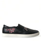 Black Patch Embellished Slip On Men Sneakers Shoes