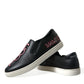Black Patch Embellished Slip On Men Sneakers Shoes