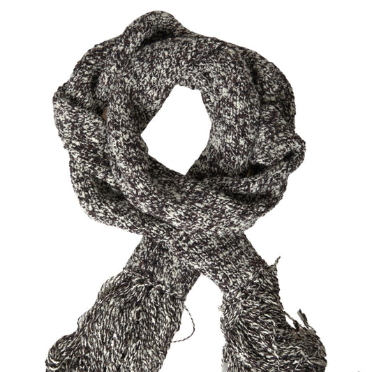 Elegant Virgin Wool Blend Gray Scarf