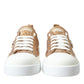 Gold White Brocade Low Top Sneakers Women Shoes