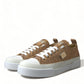 Gold White Brocade Low Top Sneakers Women Shoes