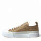 Gold White Brocade Low Top Sneakers Women Shoes