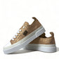 Gold White Brocade Low Top Sneakers Women Shoes