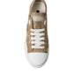 Gold White Brocade Low Top Sneakers Women Shoes