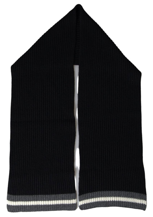 Elegant Black Cashmere Men's Scarf