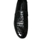 Black Leather Perforated Loafers Shoes