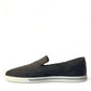 Blue Suede Caiman Men Loafers Slippers Shoes
