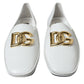 White Leather DG Logo Men Loafer Dress Shoes