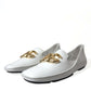 White Leather DG Logo Men Loafer Dress Shoes