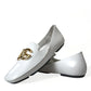 White Leather DG Logo Men Loafer Dress Shoes