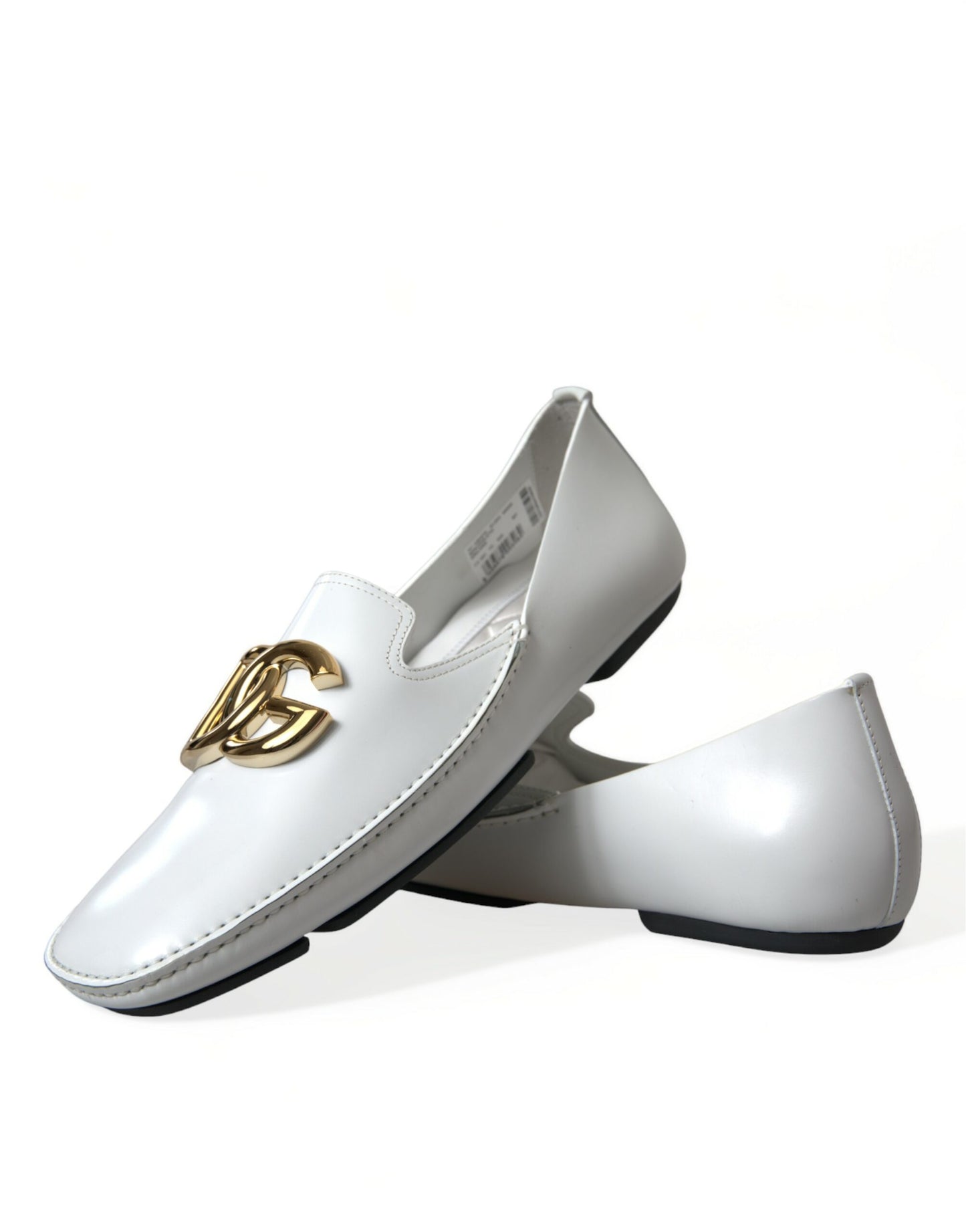 White Leather DG Logo Men Loafer Dress Shoes