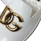 White Leather DG Logo Men Loafer Dress Shoes
