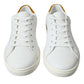 White Yellow Suede Leather Low Top Men Sneakers Shoes