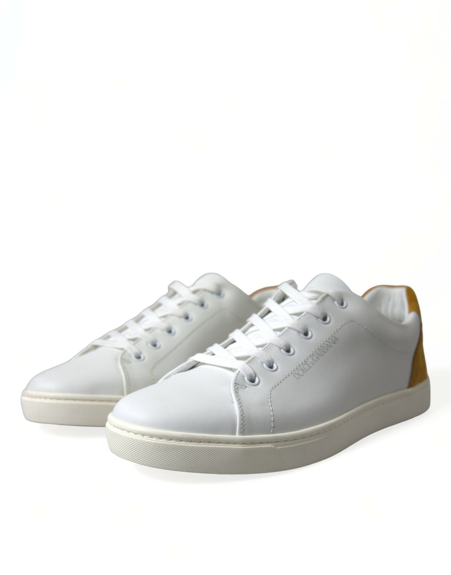 White Yellow Suede Leather Low Top Men Sneakers Shoes