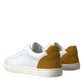 White Yellow Suede Leather Low Top Men Sneakers Shoes