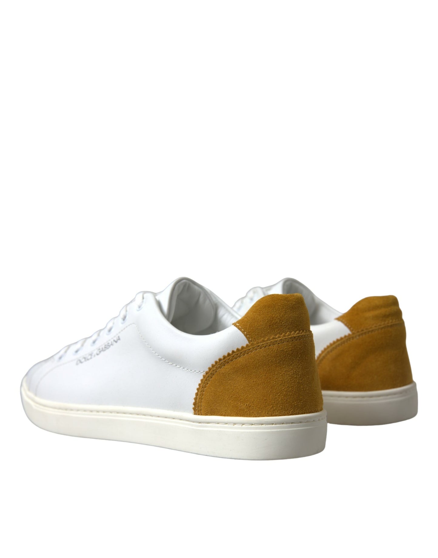 White Yellow Suede Leather Low Top Men Sneakers Shoes