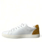 White Yellow Suede Leather Low Top Men Sneakers Shoes