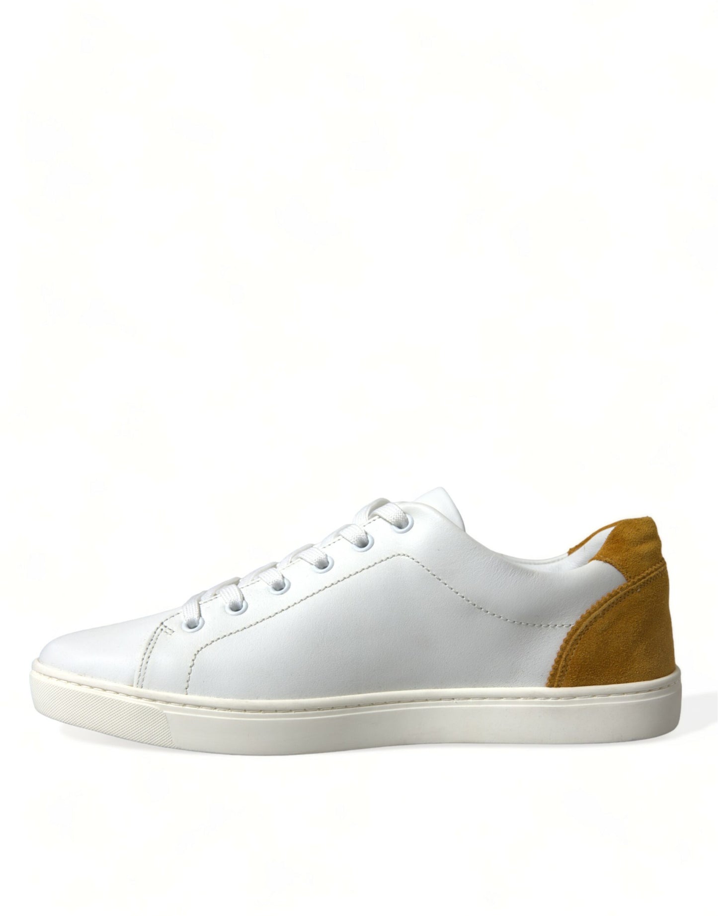 White Yellow Suede Leather Low Top Men Sneakers Shoes