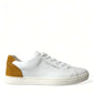 White Yellow Suede Leather Low Top Men Sneakers Shoes