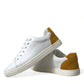 White Yellow Suede Leather Low Top Men Sneakers Shoes