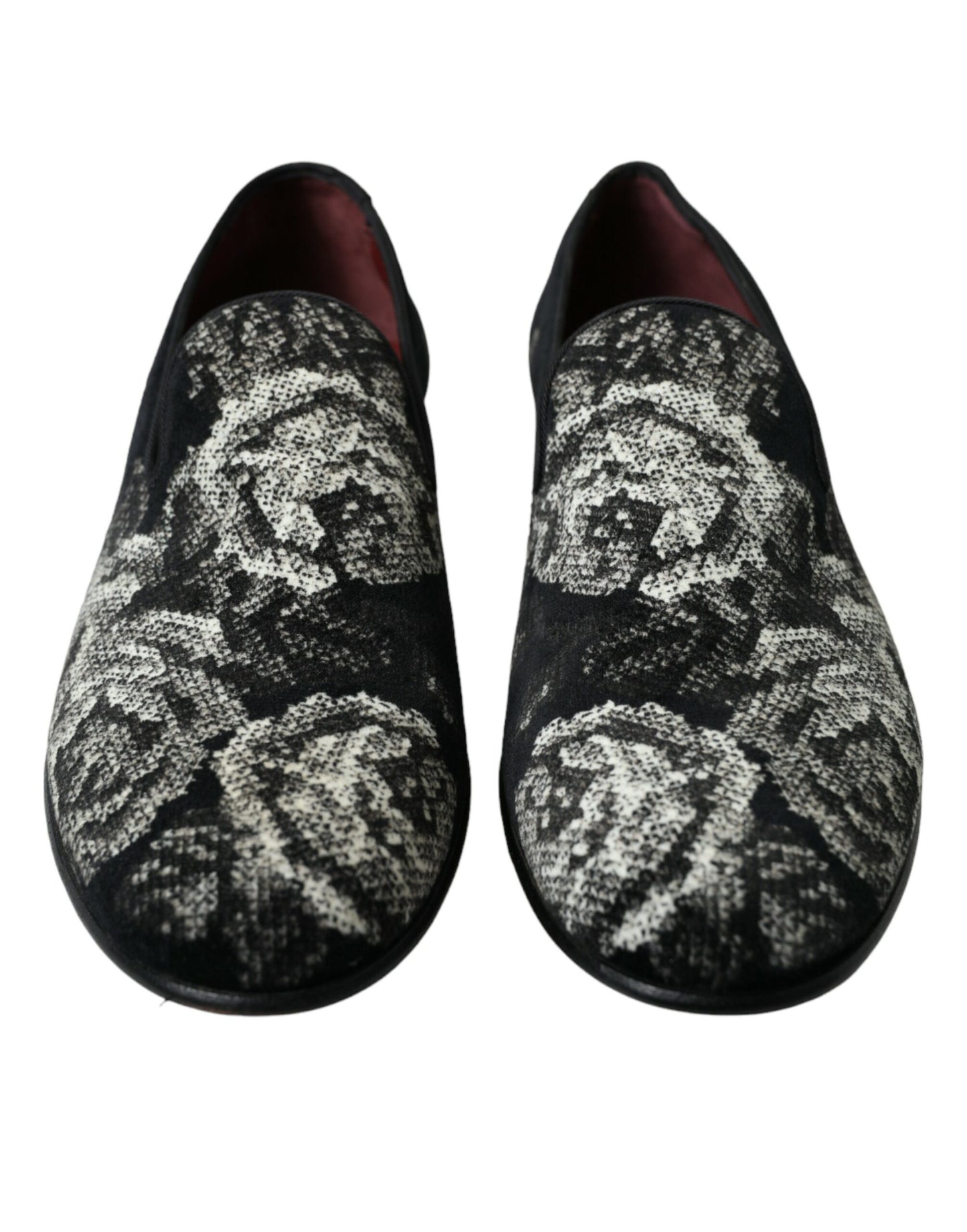 Black Floral Slippers Men Loafers Dress Shoes