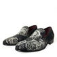 Black Floral Slippers Men Loafers Dress Shoes