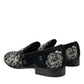 Black Floral Slippers Men Loafers Dress Shoes