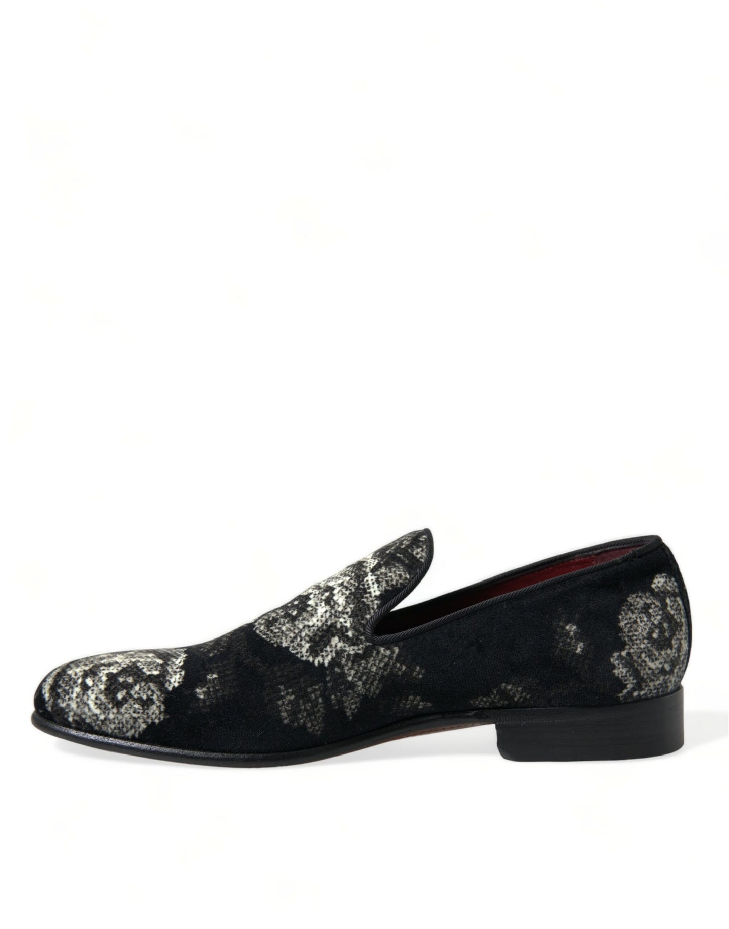 Black Floral Slippers Men Loafers Dress Shoes