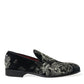 Black Floral Slippers Men Loafers Dress Shoes
