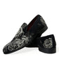 Black Floral Slippers Men Loafers Dress Shoes