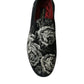Black Floral Slippers Men Loafers Dress Shoes