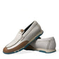 White Brown Leather Slip On Men Moccasin Shoes